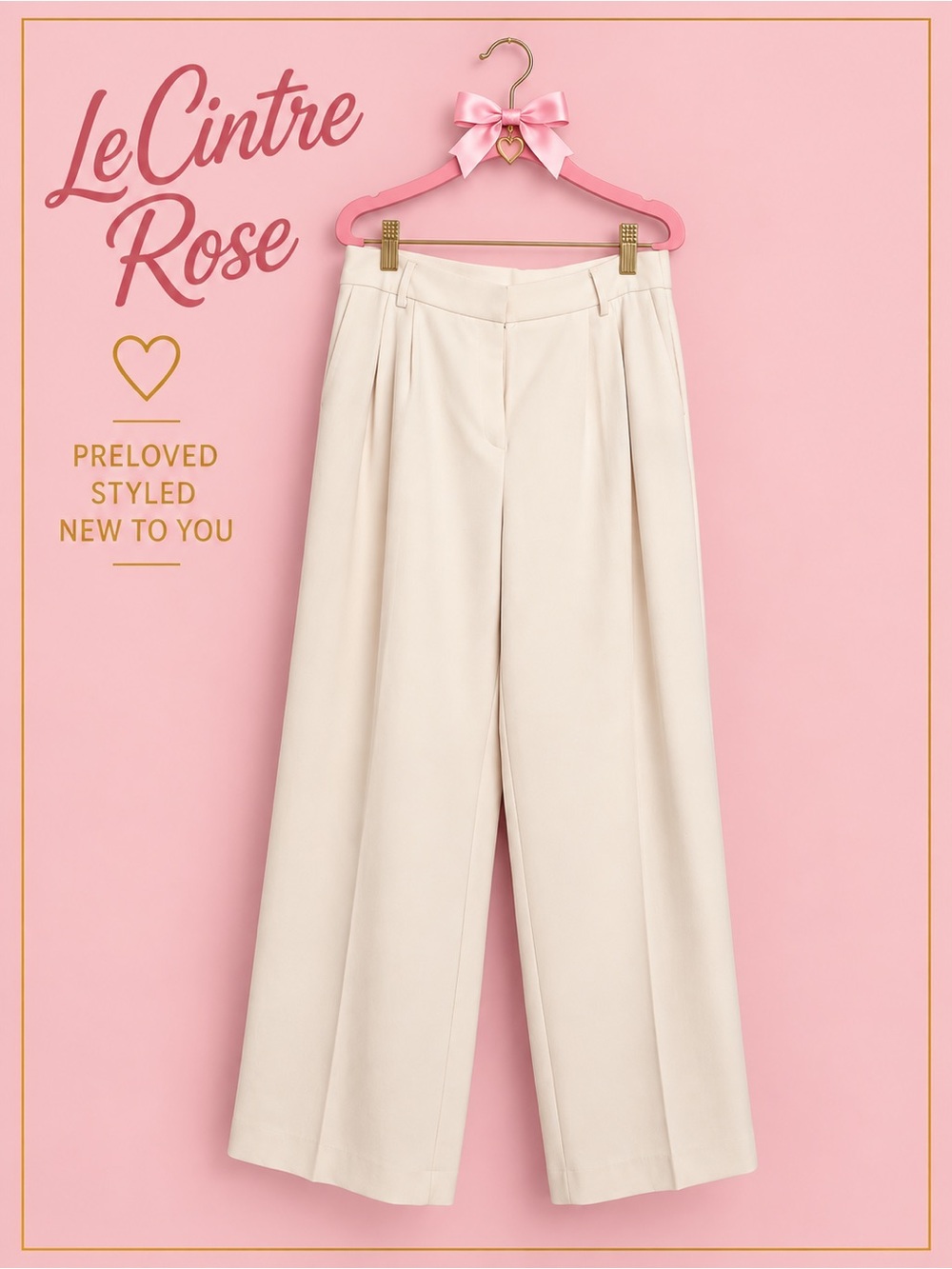 Joie Cream Wide-Leg Trousers with Pleated Front